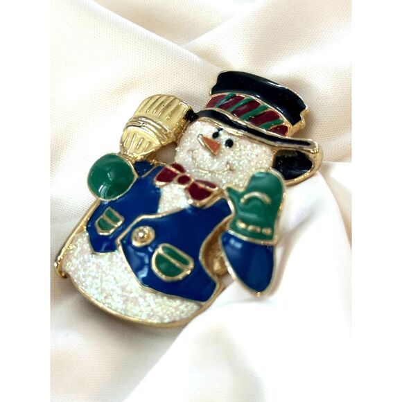 Snowman Trembler Brooch SFJ Christmas Pin - Picture 4 of 5
